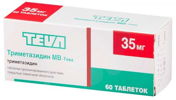 Триметазидин мв-тева 35мг 60 шт таблетки пролонгированного действия, покрытые пленочной оболочкой