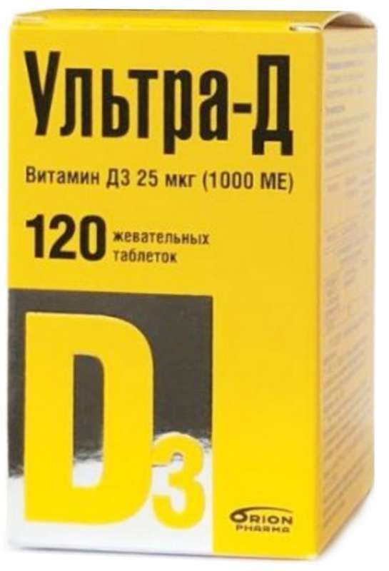Ультра-д витамин д3 таблетки жевательные (1000ме) 25мкг 120 шт