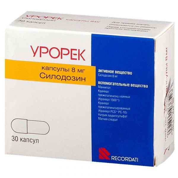 Урорек 8мг 30 шт капсулы recordati industria chimica &amp; farmaceuti