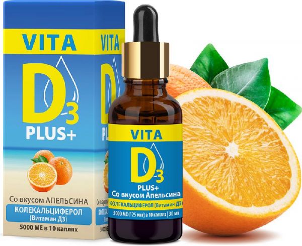 Вита д3 витамин d3 500 ме мицеллированный водный раствор вкус апельсина 10мл