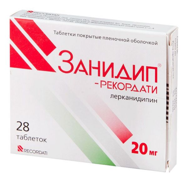 Занидип рекордати 20мг 28 шт таблетки recordati industria chimica &amp; farmaceuti